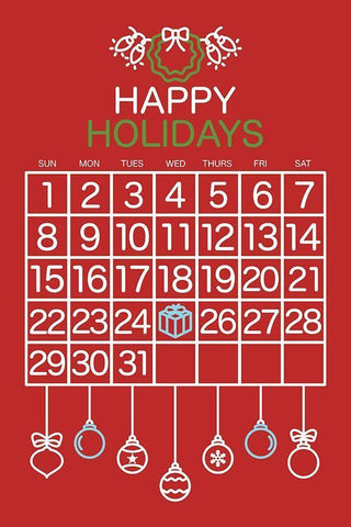 Happy Holidays Red Black Ornate Wood Framed Art Print with Double Matting by Villa, Mlli