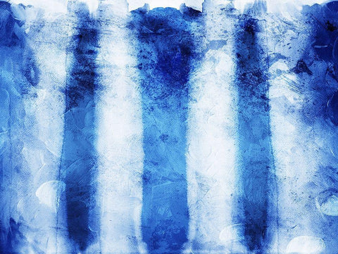 Blue Stripes Black Ornate Wood Framed Art Print with Double Matting by Villa, Mlli