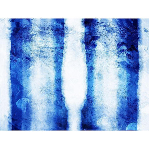 Blue Stripes Mate White Modern Wood Framed Art Print by Villa, Mlli