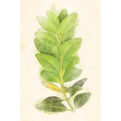 Green Leaves Black Modern Wood Framed Art Print by Villa, Mlli