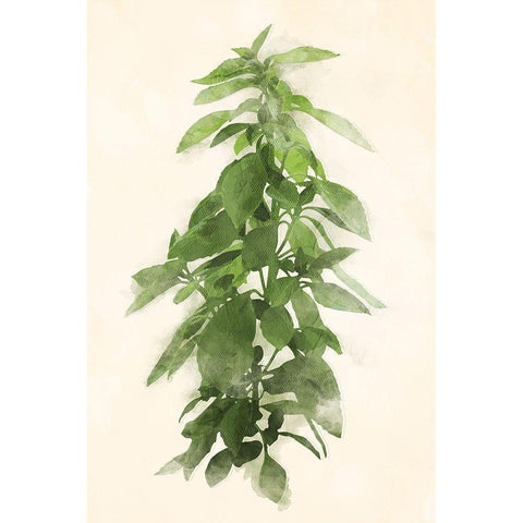 Green Leaves Mate White Modern Wood Framed Art Print by Villa, Mlli