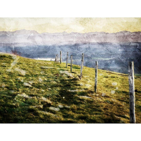 Walk On The Hill White Modern Wood Framed Art Print by Villa, Mlli