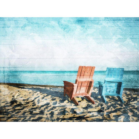 Relaxing At The Beach Black Modern Wood Framed Art Print with Double Matting by Villa, Mlli