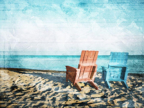 Relaxing At The Beach Black Ornate Wood Framed Art Print with Double Matting by Villa, Mlli