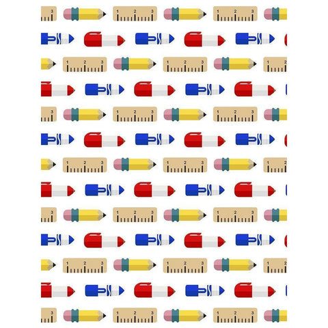 School Supply Pattern Black Modern Wood Framed Art Print with Double Matting by Villa, Mlli
