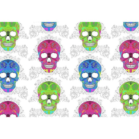 Bright Skulls Gold Ornate Wood Framed Art Print with Double Matting by Villa, Mlli