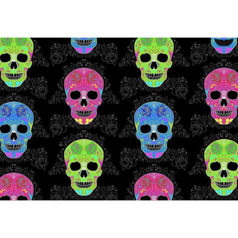 Bright Skulls Reverse Black Modern Wood Framed Art Print by Villa, Mlli