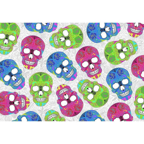 Fun Skulls Black Modern Wood Framed Art Print with Double Matting by Villa, Mlli