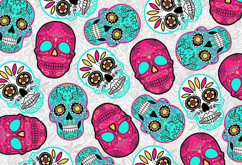 More Fun Skulls White Modern Wood Framed Art Print with Double Matting by Villa, Mlli