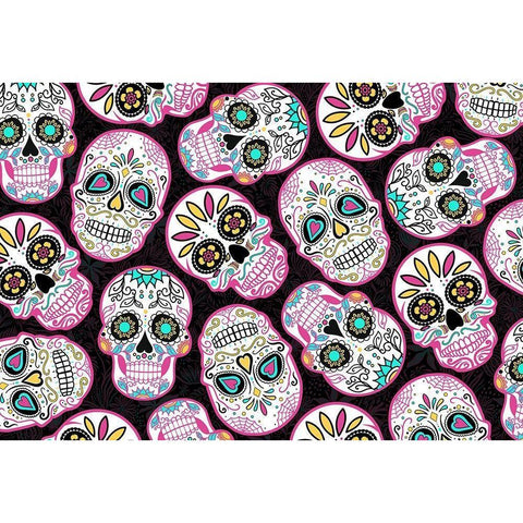 Pink Skulls White Modern Wood Framed Art Print by Villa, Mlli