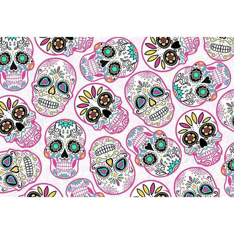 Pink Skulls Reverse Gold Ornate Wood Framed Art Print with Double Matting by Villa, Mlli