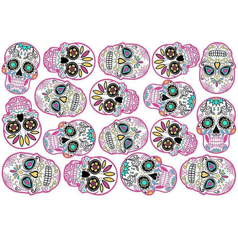 Pink Skulls White Back Black Modern Wood Framed Art Print by Villa, Mlli
