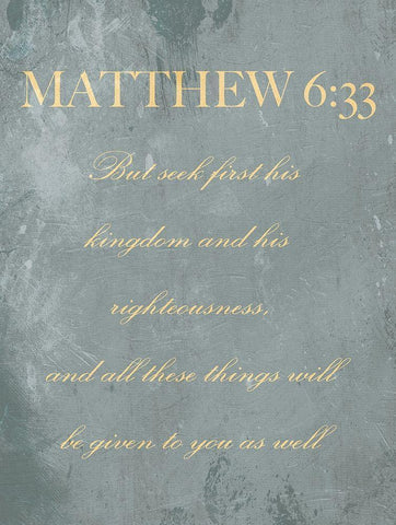 Matthew 6:33 Black Ornate Wood Framed Art Print with Double Matting by Villa, Mlli