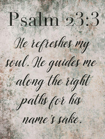 Psalm 23:3 Black Ornate Wood Framed Art Print with Double Matting by Villa, Mlli