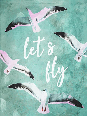 Lets Fly White Modern Wood Framed Art Print with Double Matting by Villa, Mlli