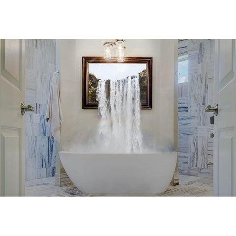 Waterfall In The Bath White Modern Wood Framed Art Print by Villa, Mlli
