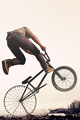 Ferris Bike White Modern Wood Framed Art Print with Double Matting by Villa, Mlli
