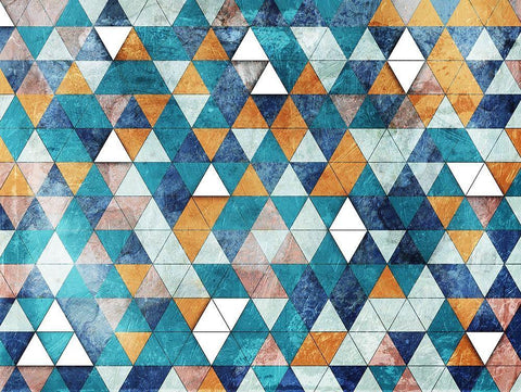 Teal Tri Pops White Modern Wood Framed Art Print with Double Matting by Villa, Mlli