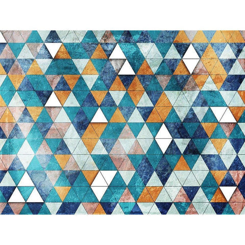 Teal Tri Pops Black Modern Wood Framed Art Print by Villa, Mlli