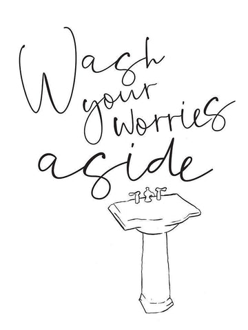 Wash Your Worries White Modern Wood Framed Art Print with Double Matting by Villa, Mlli