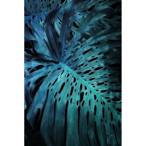 Teal Night Foliage Black Modern Wood Framed Art Print by Villa, Milli