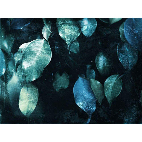 Teal Hanging Leaves Black Modern Wood Framed Art Print by Villa, Milli