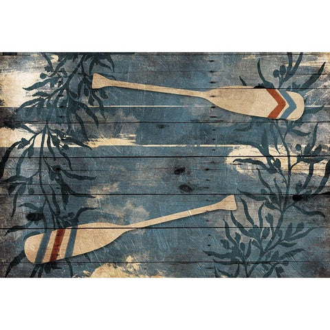 Blue Wall Oars Gold Ornate Wood Framed Art Print with Double Matting by Villa, Mlli