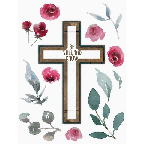 Be Still Cross Black Modern Wood Framed Art Print with Double Matting by Villa, Mlli