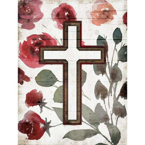 Cross Rose Mate Black Modern Wood Framed Art Print by Villa, Mlli