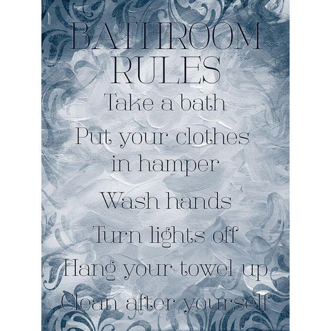 Patterned Bath Rules White Modern Wood Framed Art Print by Villa, Mlli