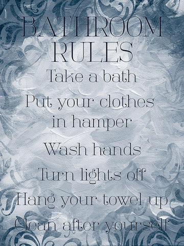 Patterned Bath Rules White Modern Wood Framed Art Print with Double Matting by Villa, Mlli