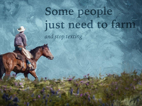 No Cowboy Texting Black Ornate Wood Framed Art Print with Double Matting by Villa, Mlli