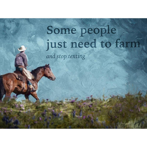 No Cowboy Texting Gold Ornate Wood Framed Art Print with Double Matting by Villa, Mlli
