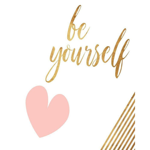 Be Yourself Heart White Modern Wood Framed Art Print by Villa, Mlli