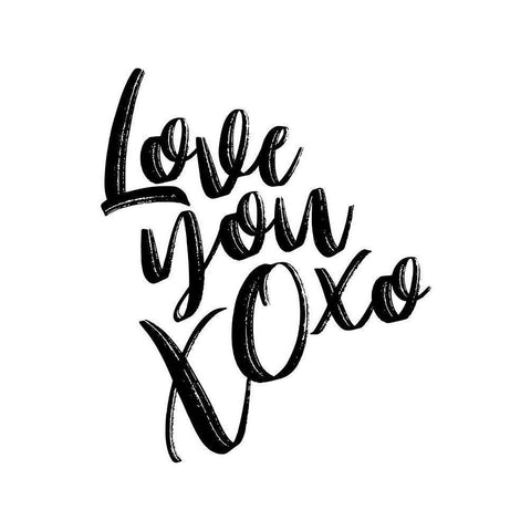 Love You Xoxo Black Modern Wood Framed Art Print with Double Matting by Villa, Mlli