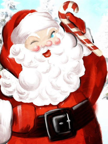 Santa Candy Cane Black Ornate Wood Framed Art Print with Double Matting by Villa, Mlli