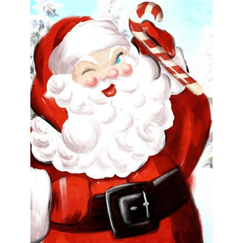 Santa Candy Cane Gold Ornate Wood Framed Art Print with Double Matting by Villa, Mlli