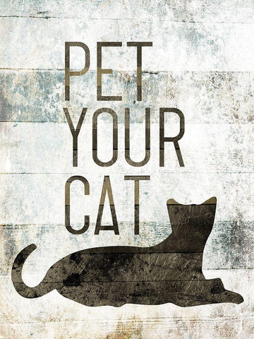 Pet Your Cat White Modern Wood Framed Art Print with Double Matting by Villa, Mlli
