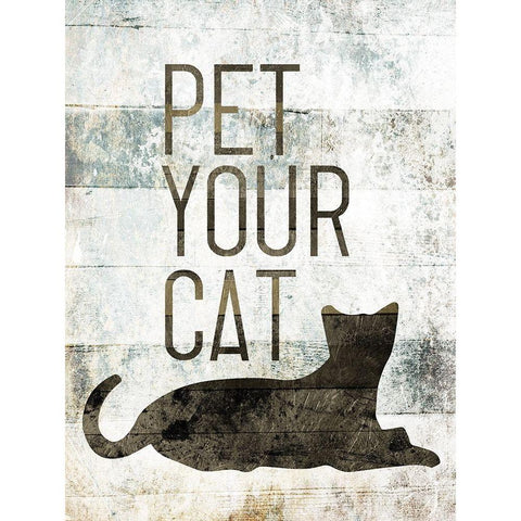 Pet Your Cat Gold Ornate Wood Framed Art Print with Double Matting by Villa, Mlli