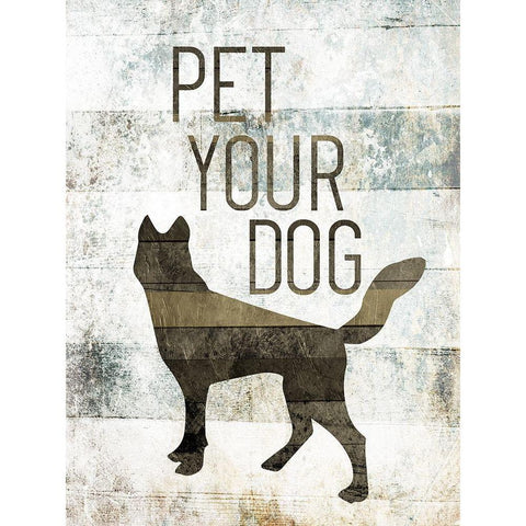 Pet Your Dog Black Modern Wood Framed Art Print with Double Matting by Villa, Mlli