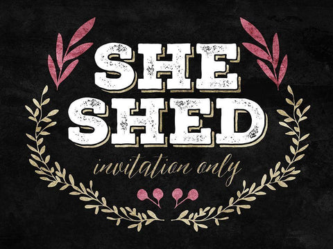 She Shed White Modern Wood Framed Art Print with Double Matting by Villa, Mlli