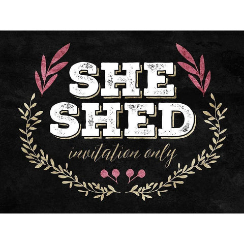 She Shed Black Modern Wood Framed Art Print with Double Matting by Villa, Mlli