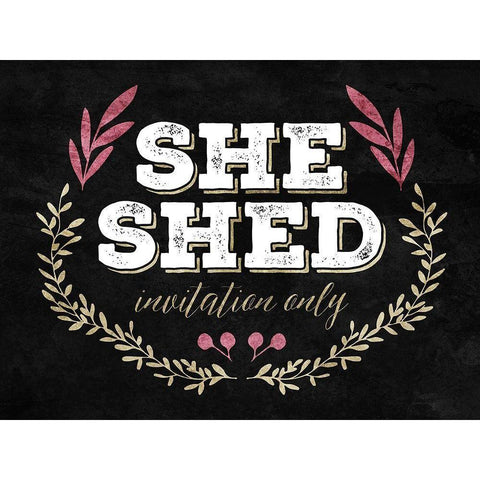She Shed Black Modern Wood Framed Art Print by Villa, Mlli