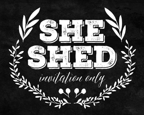 She Shed White White Modern Wood Framed Art Print with Double Matting by Villa, Mlli