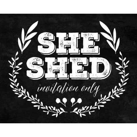 She Shed White Black Modern Wood Framed Art Print with Double Matting by Villa, Mlli