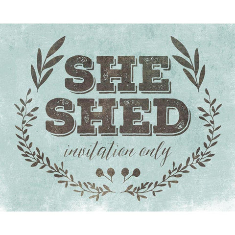 She Shed Teal Black Modern Wood Framed Art Print with Double Matting by Villa, Mlli