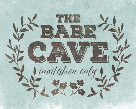 Babe Cave Teal White Modern Wood Framed Art Print with Double Matting by Villa, Mlli