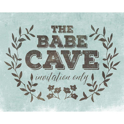 Babe Cave Teal Black Modern Wood Framed Art Print by Villa, Mlli