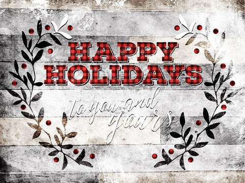 Happy Holidays White Modern Wood Framed Art Print with Double Matting by Villa, Mlli