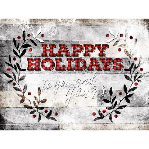 Happy Holidays Black Modern Wood Framed Art Print by Villa, Mlli